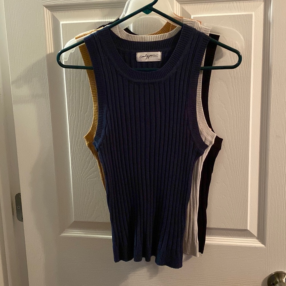 CJLA Lex tanks (sz L) NEVER WASHED OR WORN Navy, Stone, Mustard, & Black